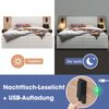 Holzbett 140x200 cm mit Lattenrost, 2 Schubladen & USB-Anschluss, Weiß/Helleiche, mit Matratze Bild 5