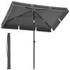 Songmics Sonnenschirm, mit Aufbewahrungstasche, ohne Ständer, UPF 50+, Stahl / Polyester, Grau, 200 x 125 cm Bild 2