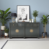 Chinesisches Sideboard Grau Dunkelgrau Messingbeschlag vintage schlicht Schrank Kommode Kolonial-Stil Antik-Stil Lowboard asiatisch orientalisch Fernost shabby-chic Landhaus Bild 5