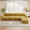 Ecksofa modular 76cm×358cm×171cm aus Chenille in Gelb – rahmenloses Sofa mit flexiblem Modulsystem Bild 1