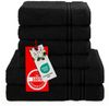Hammetex 6 teiliges Handtuch Set, 100% Baumwolle Weich Saugstark Qualität Handtücher Set, 2 Badetücher 70x140 cm, 4 Handtücher 50x100 cm, Schwarz Bild 3