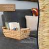 HMF Aufbewahrungskorb Aufbewahrungskorb geflochten aus Wasserhyazinthe, Korb mit Holzgriffen (1 St), Aufbewahrung für Badezimmer, Wohnzimmer, Küche 32 x 22 x 12 cm, Natur Bild 4