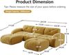 Flieks Modulares Sofa 3-Sitzer mit 2x Hocker, Cloud Sofa mit runden Armlehnen, Chenille weich, rahmenlos bodennah, Lounge Sofa, Gelb Bild 4