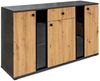 Kommode Salsa 2 Lamellenoptik Anbauwand Wohnwand Sideboard MDF Artisan + Grau Bild 4