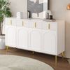 Sideboard 140x38x82 cm, weißes MDF mit Melamin, 4 Türen & 4 Schubladen, goldene Griffe und Beine Bild 5