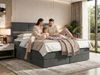 Doppelbett Boxspringbett ORVO KING 200 x 200 cm mit Stauraum, Multipocket-Matratze und Pocket 7 Härtezonen, H4, zwei Bettkästen - Topper T25 - Hellbraun Cord Bild 3