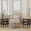 Rattan Nachttisch mit Schublade Beistelltisch Holzbeine Schlafzimmer Wohnzimmer Bild 4