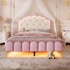 Prinzessinnenbett Kinderbett 140x200 rosa mit LED-Ambientebeleuchtung Metallfüße Kunstleder Polsterbett Bild 4