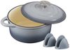 Zedelmaier Bräter Gusseisen Topf 22/24/26cm Incl. Silikon Topflappen Topfuntersetzer, (Set, 1 Pot mit 1 lid, 2 Ofenhandschuhe, 1 Topfuntersetzer), Backofengeeignet Induktionsgeeignet Zum Braten, Schmoren, Kochen Bild 2