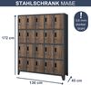 Schließfachschrank Spind ROBERT - 20 Fächer, Etikettenhalter Lüftungsschlitze | Wertfachschrank Umkleideschrank Metall Kleiderspind, 172x136x45cm Anthrazit-Nussbaum Bild 2