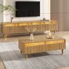 Wohnzimmerset mit Couchtisch 110 x 50 x 40 cm & TV-Schrank 178 x 35 x 45 cm – MDF, 2 Schubladen, 4 Türen, LED Bild 3