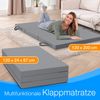 ELONEO Klappmatratze 120x200 cm, 8 cm hoch, Gästematratze klappbar, Faltmatratze, Faltbare Matratze, Bandscheibenwürfel, Reisematratze, Gästebett klappbar, Klappbett waschbar, grau Bild 2
