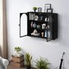 Flieks Wandschrank Küchen-Hängeschrank mit 2 Glastüren & 3 Ablagen, Einzigartige Webmuster, Schwarz Bild 2