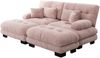 Modulares Ecksofa, Chenille mit 2 Ottomans & Kissen, 220x145x81 cm, Rosa Bild 3