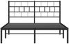 vidaXL Bettgestell mit Kopfteil, Metall, Schwarz, 150x200 cm Bild 5