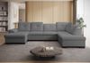 Ecksofa Mondo, Sofa mit Schlaffunktion und Bettkasten, Couch U-Form, Sofa Rechts, Chenille-Stoff WIND, 329 x 103 x 215 cm, Dunkelgrau Bild 4