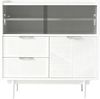 Flieks Sideboard 80x35x80 cm, Anrichte mit LED-Lichtleiste, Sideboard mit Glasschiebetüren, 2 Schubladen, Küchenschrank & Wohnzimmerschrank, Weiß Bild 5