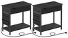 VASAGLE Beistelltisch, 2er Set, Nachttisch mit Steckdose, schmal, mit USB-Anschlüssen, Tasche, für Wohnzimmer, Schlafzimmer, schwarz mit Holzmaserung LCTDE647B56 Bild 1