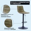 KHG Barhocker 2er Set 360° drehbar höhenverstellbar (61-82cm) Kunstleder Grün gesteppt Industrial Look | Drehstuhl Barstuhl mit Rückenlehne Fußstütze 110kg belastbar Bild 2
