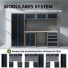 Werkstattwand 13-tlg. modulares Werkstattschranksystem aus Stahl mit massiver Holzarbeitsplatte blau Bild 4