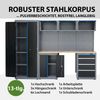 Werkstattwand 13-tlg. modulares Werkstattschranksystem aus Stahl mit massiver Holzarbeitsplatte blau Bild 2