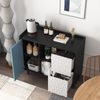 Sideboard 90 x 40 x 80 cm in Schwarz-Blau aus MDF mit 2 Schubladen und offenem Stauraum Bild 3