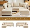 Ecksofa Baumwolle-Leinen mit modularem Hocker, 220x194x85 cm, Beige Bild 5