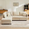 Ecksofa Baumwolle-Leinen mit modularem Hocker, 220x194x85 cm, Beige Bild 2