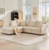 Ecksofa Baumwolle-Leinen mit modularem Hocker, 220x194x85 cm, Beige Bild 4