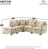 Ecksofa Baumwolle-Leinen mit modularem Hocker, 220x194x85 cm, Beige Bild 3