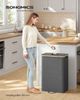 SONGMICS Pfandflaschen-Sammelbehälter, 95 L Pfandflaschen-Behälter, Flaschensammler Leergut, Recycling-Behälter, mit Loch, Deckel, Innensack mit Griffen, Küche, schiefergrau-naturbeige RRBDE509G01 Bild 2