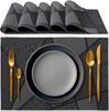 ABC Elegantes Esszimmer-Set, 6-teilig, 45 x 30 cm, abwaschbar, hitzebeständig, rutschfest, fleckenabweisend, für Küche und Esszimmer, schwarz Bild 2