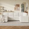 4-Sitzer Ecksofa B 282 x T 153 x H 85 cm aus Cord mit Schlaffunktion und Stauraumhocker Bild 2