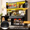 Odikalo Küchenbuffet Küchenschrank Buffetschrank mit LED (145 x 39 x 171 cm, Landhausstil, 5 Türen, mit LED-Lichtleiste & Ordnungslockplatte, Fluted Glas Türen) Bild 3
