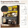 Odikalo Küchenbuffet Küchenschrank Buffetschrank mit LED (145 x 39 x 171 cm, Landhausstil, 5 Türen, mit LED-Lichtleiste & Ordnungslockplatte, Fluted Glas Türen) Bild 4