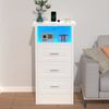 oyajia Nachttisch mit Beleuchtung LED und Ladefunktion USB & Type-C, Nachtschrank mit 2 Schubladen und 1 offener Ablage Bild 3