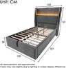 Polsterbett 90×200 cm mit hydraulischem Bettkasten, LED-Kopfteil & USB/Type-C, grau Bild 4