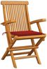 vidaXL Gartenstühle mit Roten Kissen 3 Stk. Massivholz Teak 3062520 Bild 2