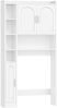 Waschmaschinenschrank mit 3 Türen, Verstellbare Ablagen, Waschmaschinenregal mit 5 offenen Fächern, für Badezimmer, Toilette und Waschküche, 24 x 82 x 170 cm, Weiß Bild 2