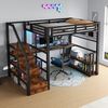 Flieks Hochbett Kinderbett Metall 140x200 cm mit Lichtleiste Schreibtisch USB-Aufladen Bild 3
