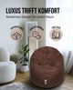 PATCH HOME 2 in 1 Sitzsack Sessel – Ø100 cm – Braun, bequemer Sitzsack aus Luxus-Polyester-Gewebe, bereits befüllt Bild 5