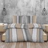 Casa Colori Bettwäsche Biber 135x200cm Grau Beige gestreift Schnörkelmuster, Biber, 4 teilig, 100% Baumwolle Bild 5
