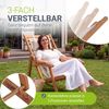 JUSKYS® Sonnenliege Tavira Creme - Klappbar, 3-fach verstellbare Rückenlehne, mit abnehmbarem Kopfpolster, wetterfest, geöltes Akazienholz, 6 kg Bild 2