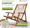 JUSKYS® Sonnenliege Tavira Creme - Klappbar, 3-fach verstellbare Rückenlehne, mit abnehmbarem Kopfpolster, wetterfest, geöltes Akazienholz, 6 kg Bild 4