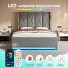 LVHOM Polsterbett mit Stauraum, Doppelbett mit LED, USB-Anschlüsse und Seitentaschen, Funktionbett, 160x200 cm, Grau Bild 5