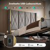 LVHOM Polsterbett mit Stauraum, Doppelbett mit LED, USB-Anschlüsse und Seitentaschen, Funktionbett, 160x200 cm, Grau Bild 3