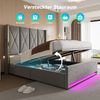 LVHOM Polsterbett mit Stauraum, Doppelbett mit LED, USB-Anschlüsse und Seitentaschen, Funktionbett, 160x200 cm, Grau Bild 4