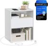 Vasagle Toolless-Technologie, superschnelle werkzeuglose Montage, Nachttisch, Beistelltisch mit Ladefunktion, Nachtschrank mit Schublade, modern, Schlafzimmer, Wohnzimmer, mattweiß LETDE777W04 Bild 4