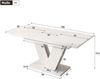 Merax Ausziehbarer Esstisch 120/160*80 cm, geeignet für 4-6 Personen, rechteckiger Esstisch, verdickte Tischplatte, V-förmige Beine, ausziehbarer Esstisch, weiß Bild 4