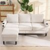 Merax Schlafsofa 3-Sitzer-Sofa mit USB & Typ-C-Anschlüssen, 202*137*80cm 1 Teile, L-förmiges Schlafsofa mit Getränkehaltern & Hocker, Leinen Polstersofa Bild 3